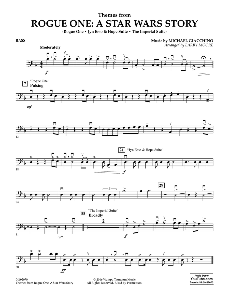 Themes from Rogue One: A Star Wars Story - Bass Orchestra scores gallery preview page 1