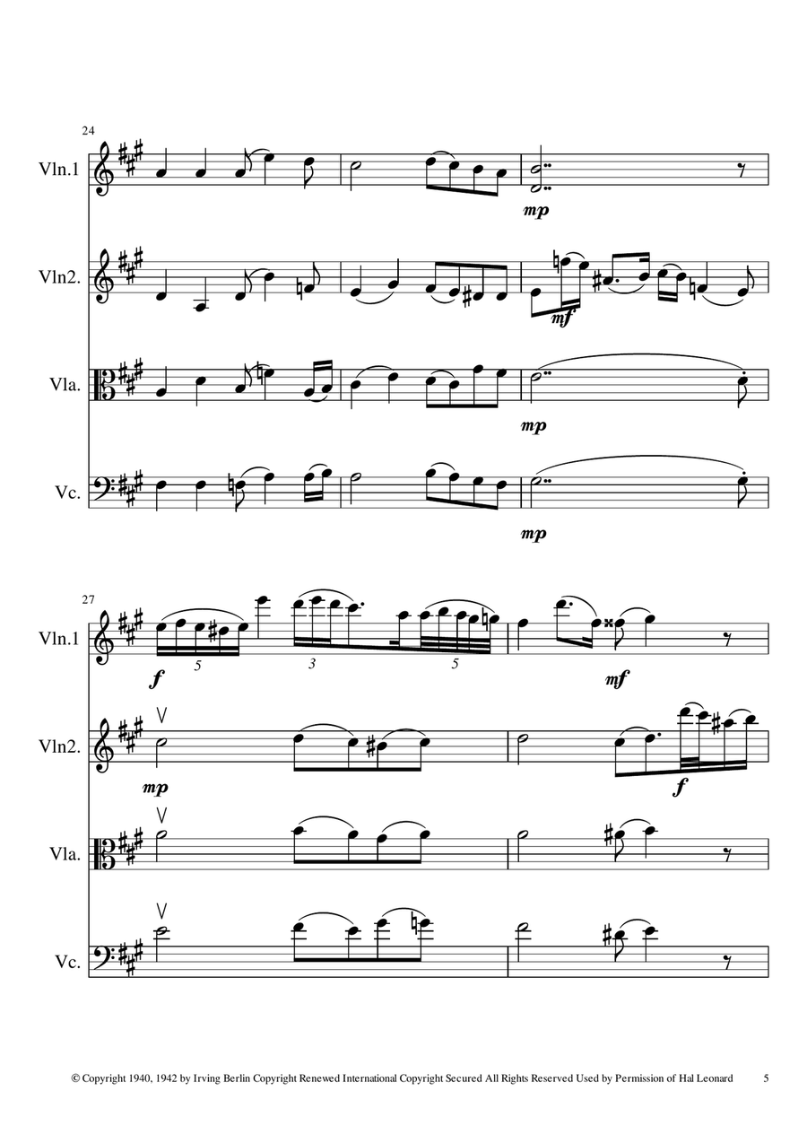 White Christmas String Quartet scores gallery preview page 5