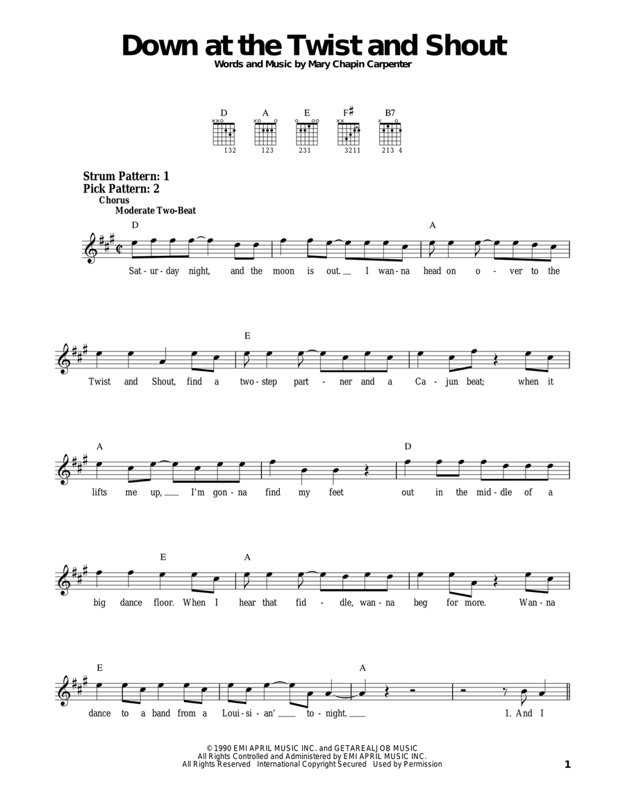 Down At The Twist And Shout Acoustic Guitar scores gallery preview page 1