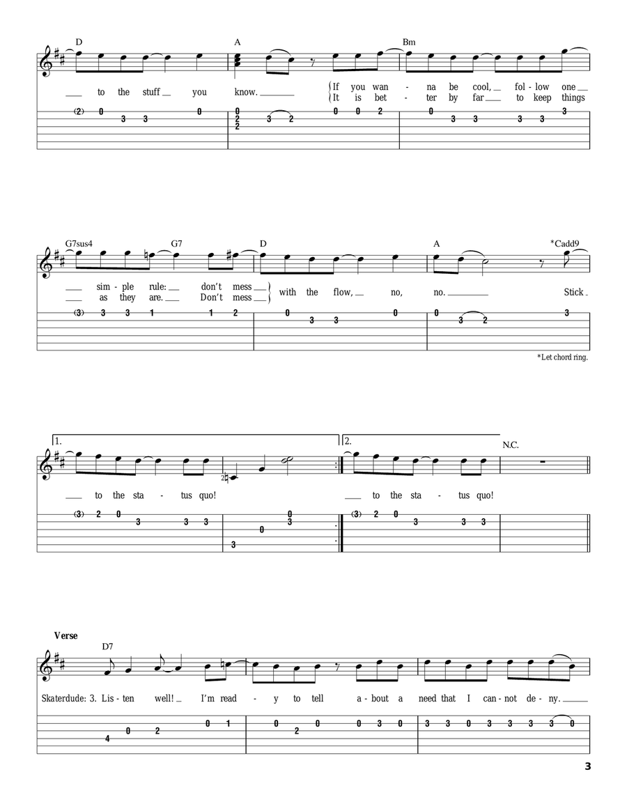 Stick To The Status Quo Acoustic Guitar scores gallery preview page 3