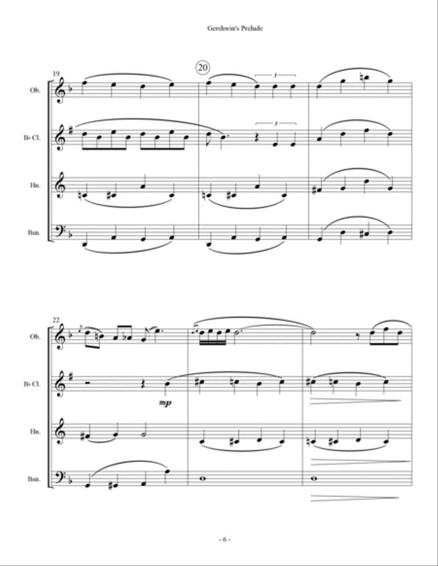 Gershwin's Prelude - Mixed Wind Quartet School and Community scores gallery preview page 6