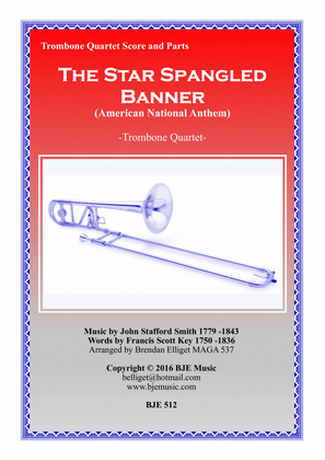 The Star-Spangled Banner (American National Anthem) - Trombone Quartet [C] Score and Parts PDF