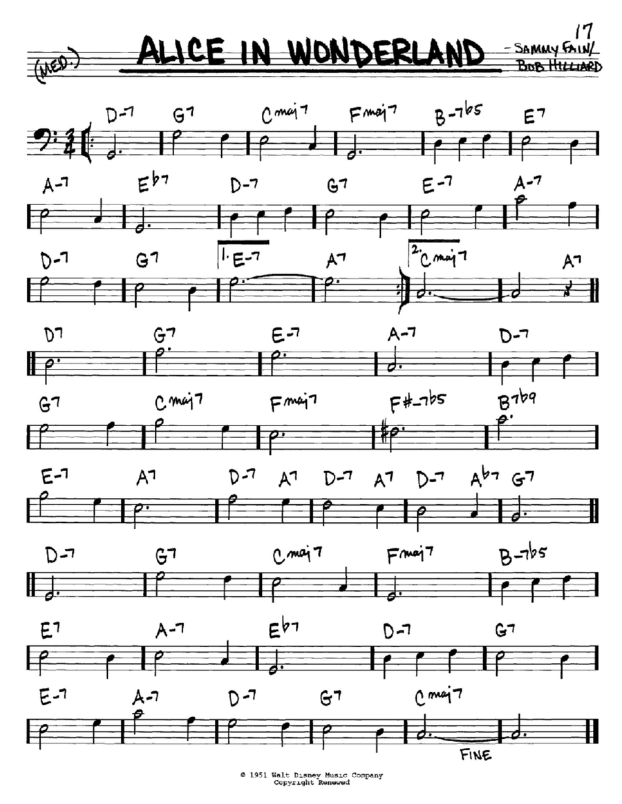 Alice In Wonderland Piano scores gallery preview page 1