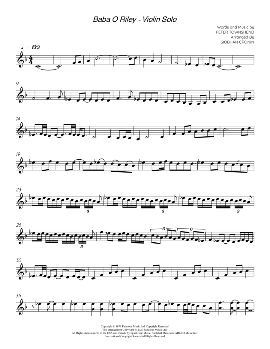Baba O'riley Baba O'riley Violin Solo scores gallery preview page 1