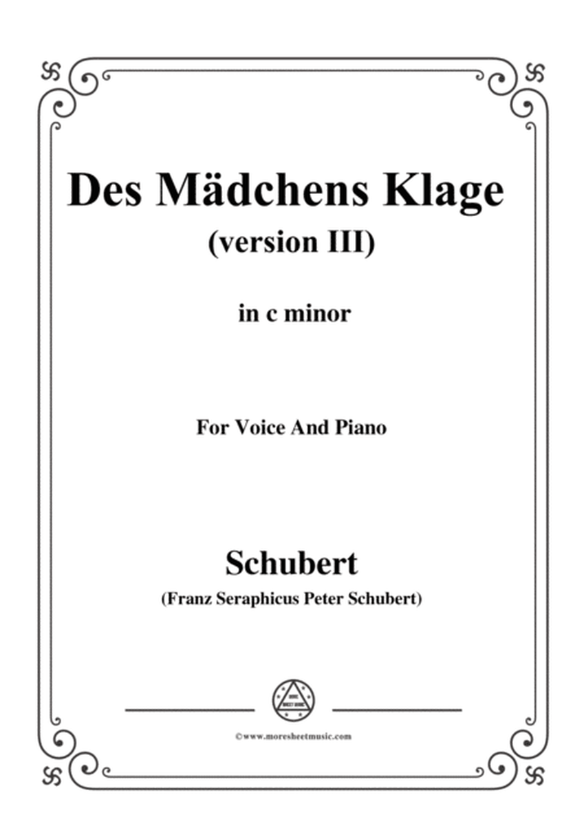 Schubert-Des Mädchens Klage (Version III),in c minor,D.389,for Voice and Piano image number null