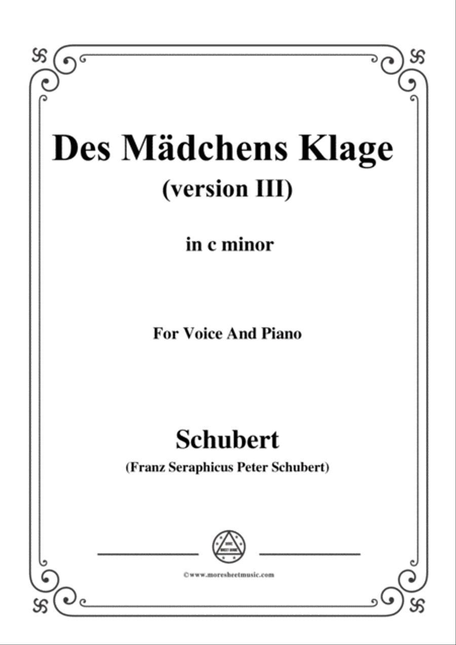 Schubert-Des Mädchens Klage (Version III),in c minor,D.389,for Voice and Piano Voice Solo scores gallery preview page 1