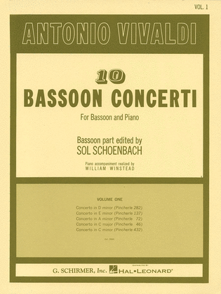 Book cover for 10 Bassoon Concerti, Vol. 1