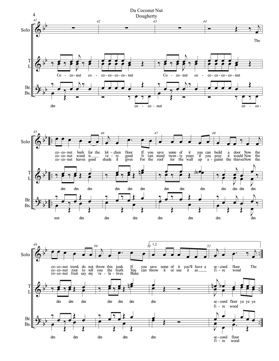 The Coconut Nut (the Coconut Song) SSAA scores gallery preview page 4