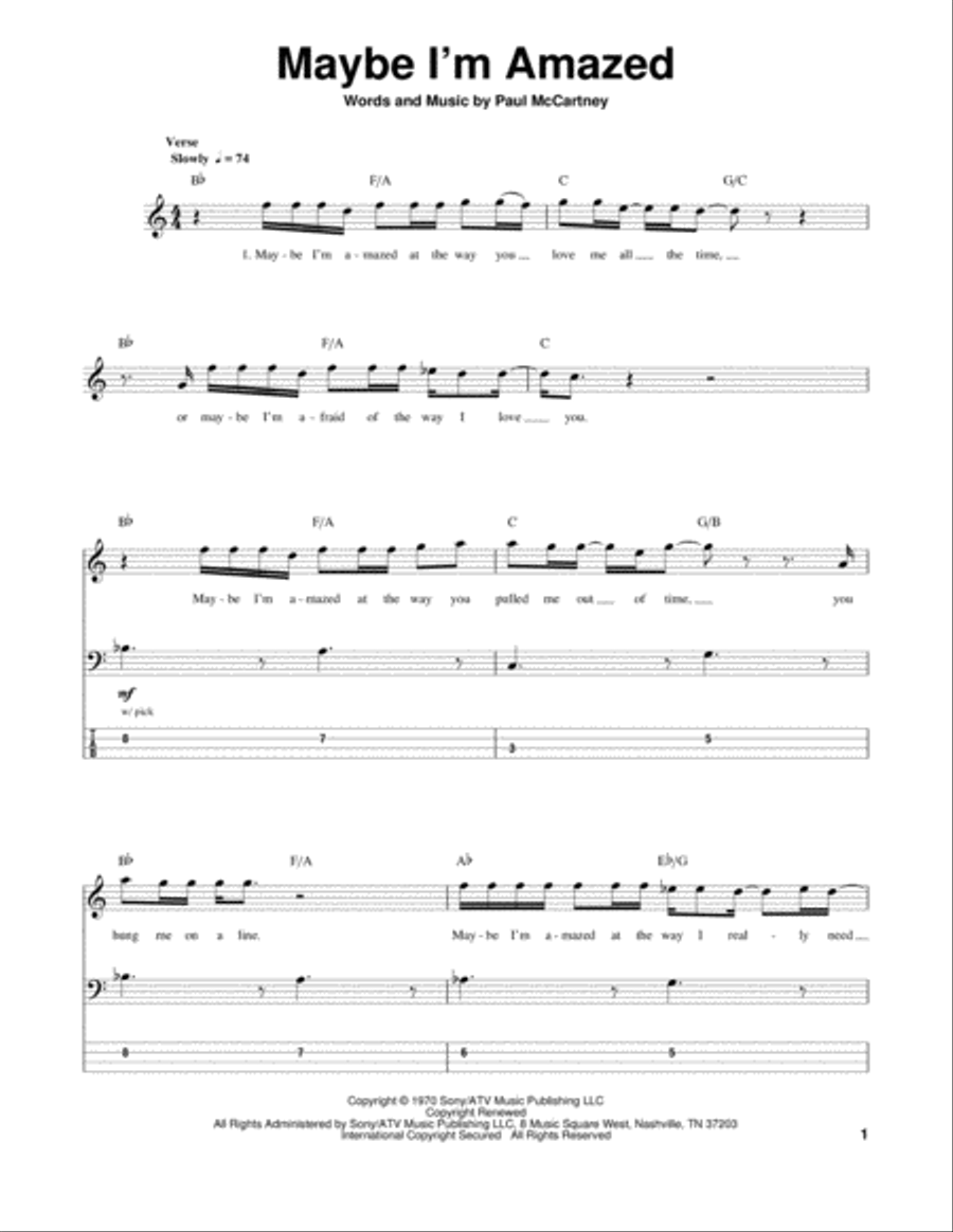 Maybe I'm Amazed Guitar Tablature scores gallery preview page 1