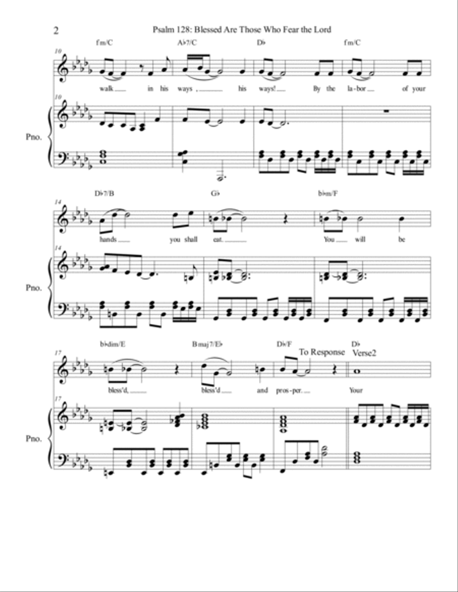 Psalm 128: Blessed Are Those Who Fear the Lord Piano, Vocal, Guitar scores gallery preview page 2
