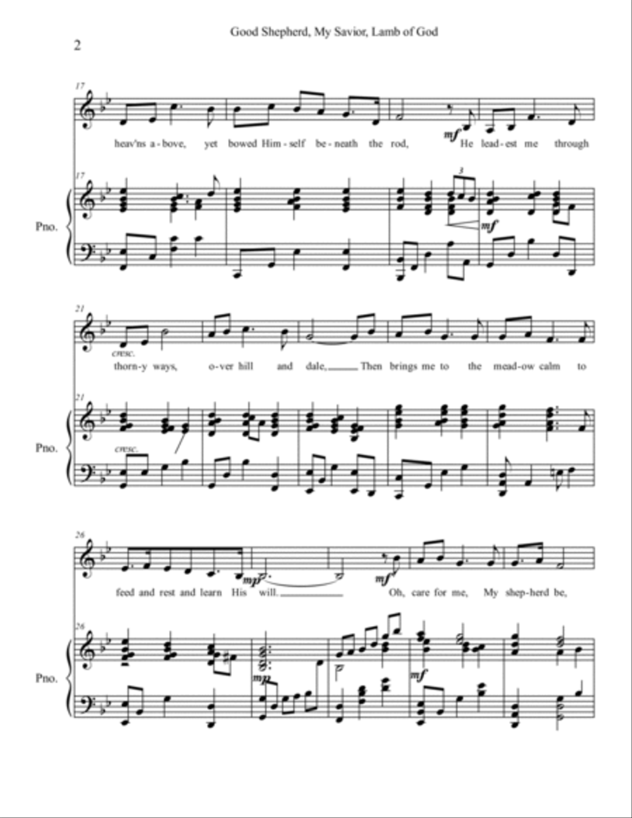 Good Shepherd, My Savior, Lamb of God, vocal solo, medium voice Medium Voice scores gallery preview page 2