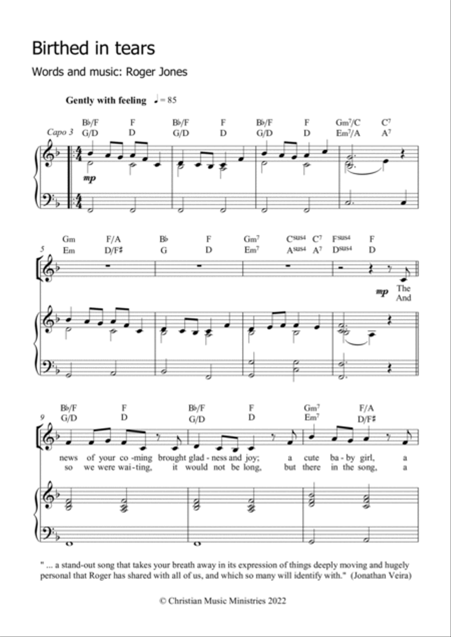 Birthed in tears Birthed in tears Piano, Vocal, Guitar scores gallery preview page 2