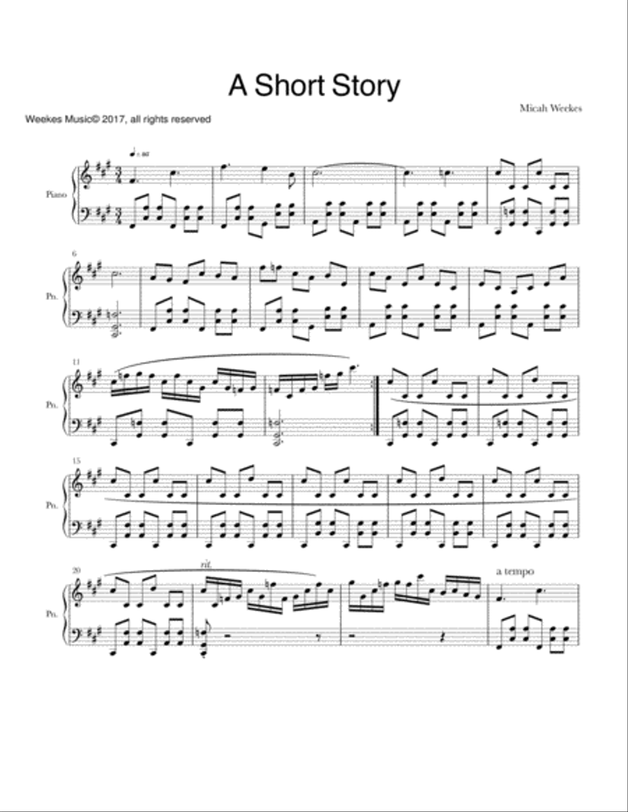 A Short Story Piano Solo scores gallery preview page 1