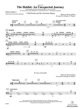 The Hobbit: An Unexpected Journey, Suite from: 1st Percussion