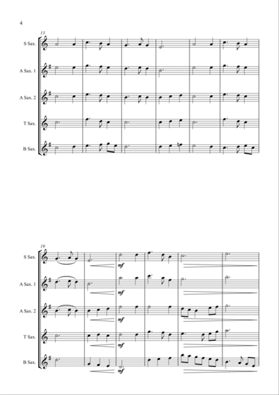Carols for Four (or more) - Fifteen Carols for Saxophone Quartet Saxophone Quartet scores gallery preview page 4