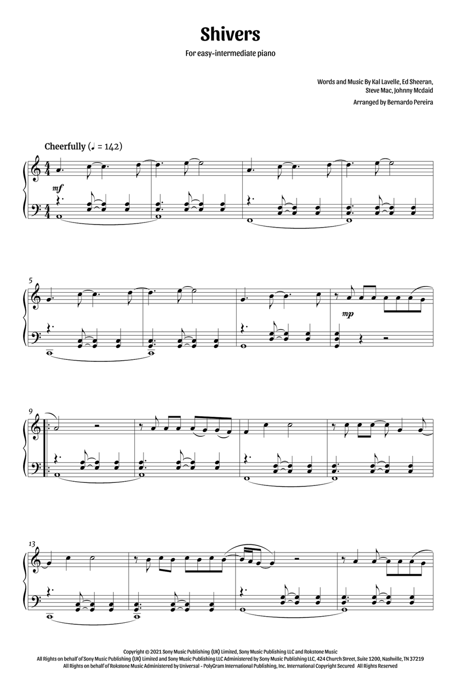 Shivers Piano Solo scores gallery preview page 1