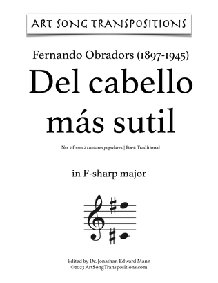 Book cover for OBRADORS: Del cabello más sutil (transposed to F-sharp major, F major, and E major)