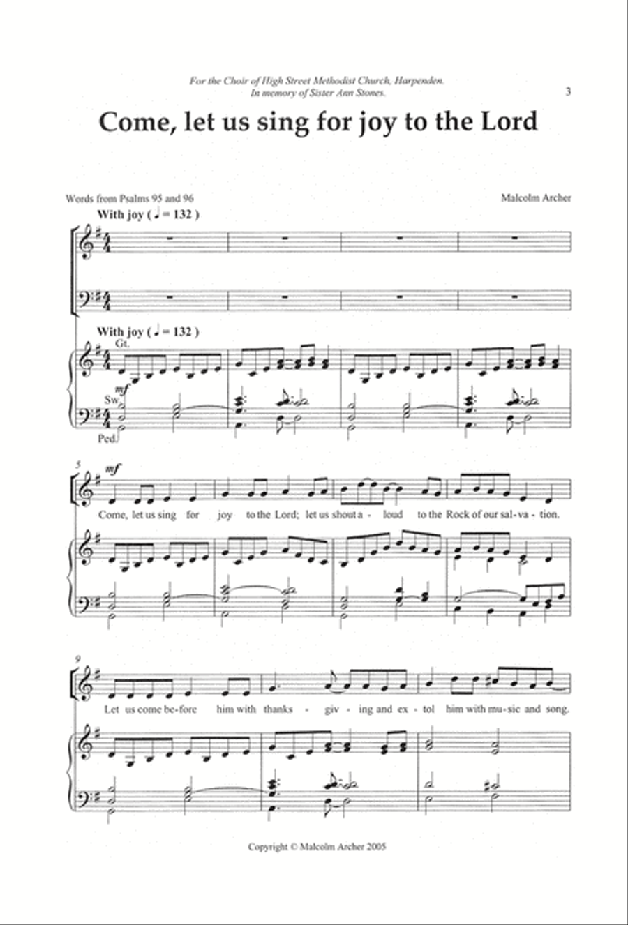 Come, Let Us Sing for Joy to the Lord 4-Part scores gallery preview page 4