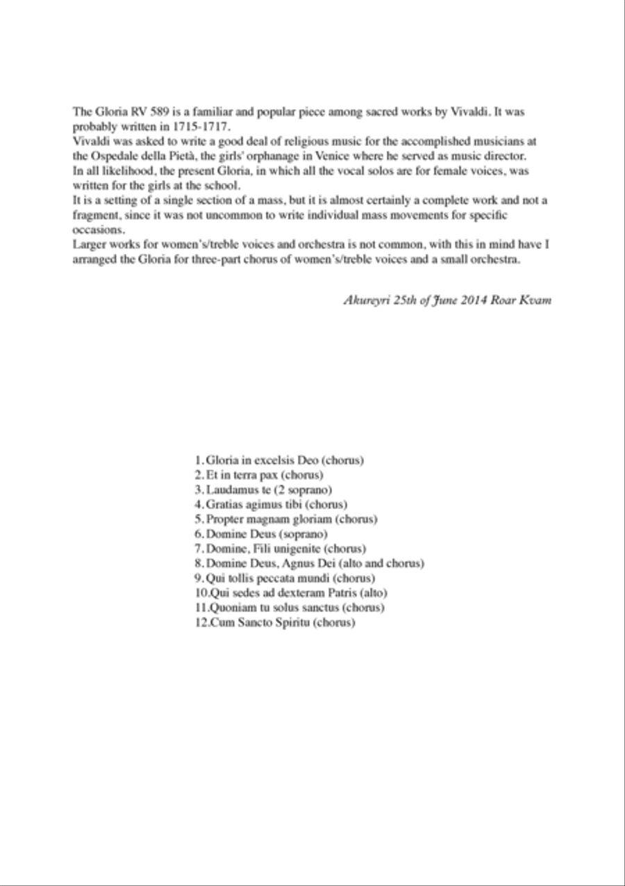 Vivaldi: Gloria in D major, SSA choir version SSA scores gallery preview page 2