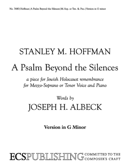 A Psalm Beyond the Silences (Version in g minor)