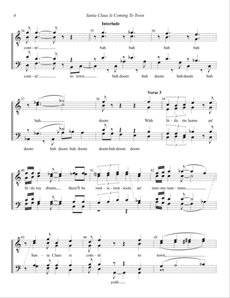 Santa Claus Is Comin' To Town Santa Claus Is Comin' To Town TTBB scores gallery preview page 4