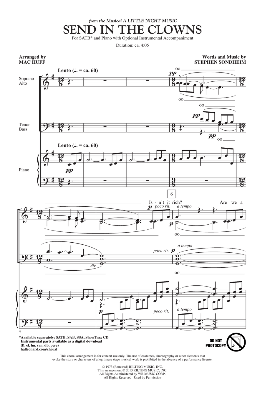 Send In The Clowns Send In The Clowns 4-Part scores gallery preview page 1