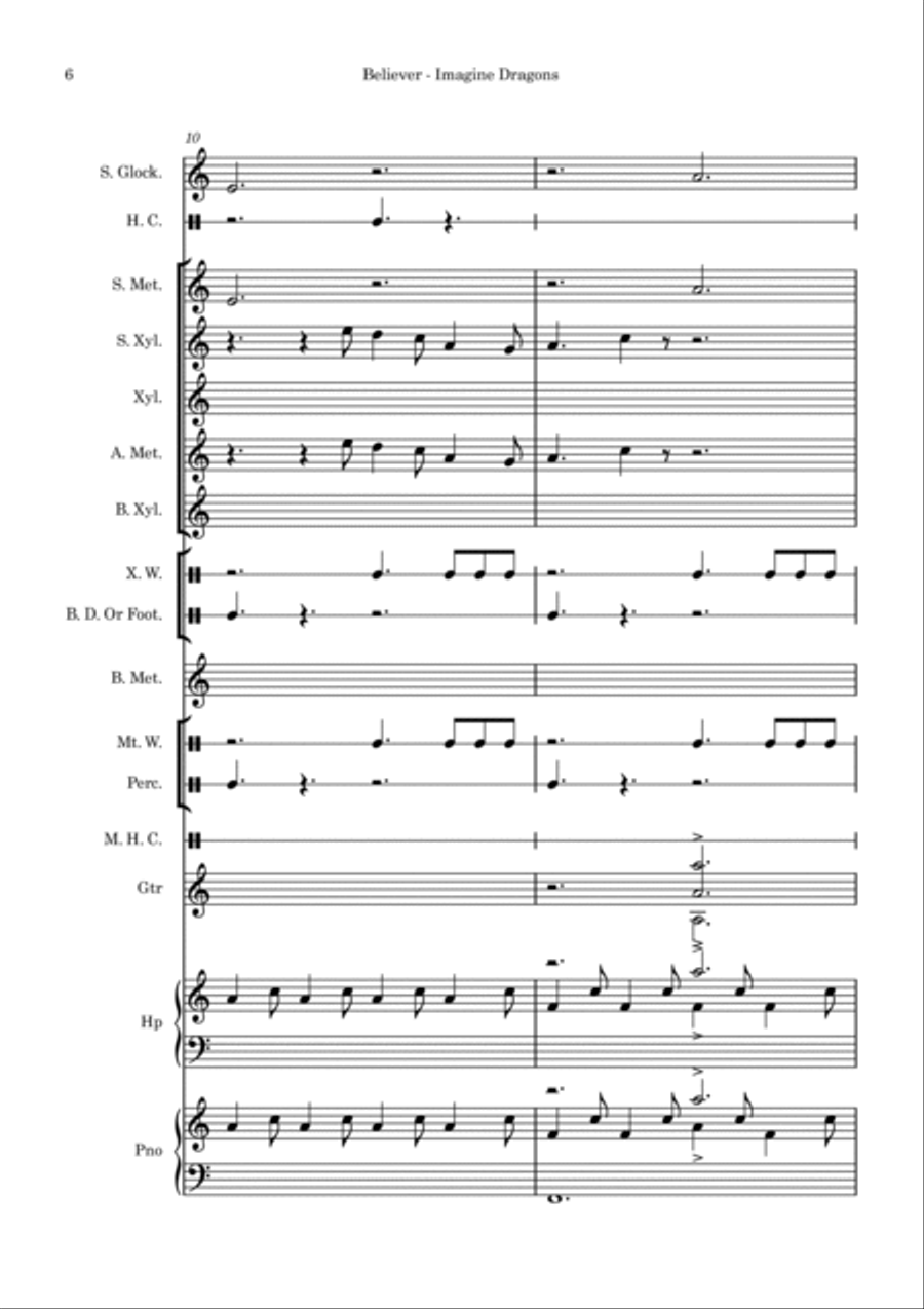 Believer Believer Orff Instrument scores gallery preview page 6