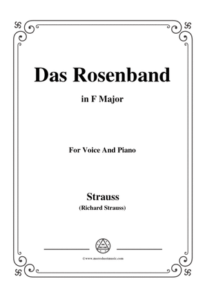 Book cover for Richard Strauss-Das Rosenband in F Major,for Voice and Piano