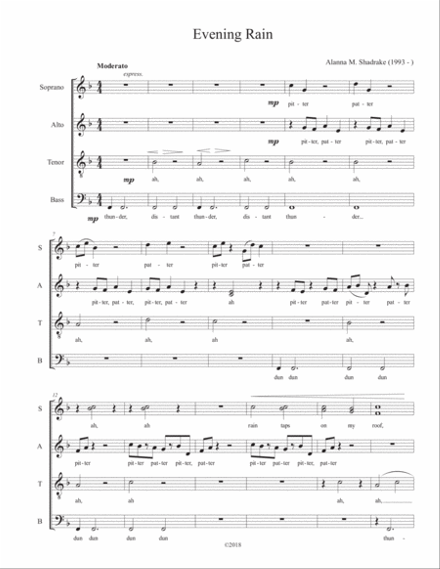Evening Rain 4-Part scores gallery preview page 2