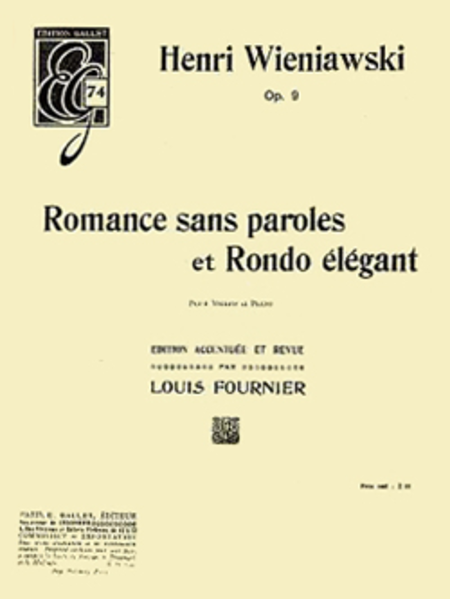 Romance sans paroles et rondo elegant Op.9