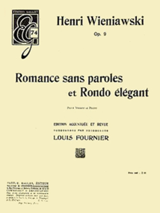 Book cover for Romance sans paroles et Rondo elegant Op. 9