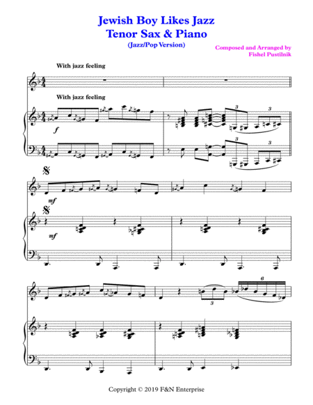 "Jewish Boy Likes Jazz"-Piano Background for Tenor Sax and Piano-Video image number null