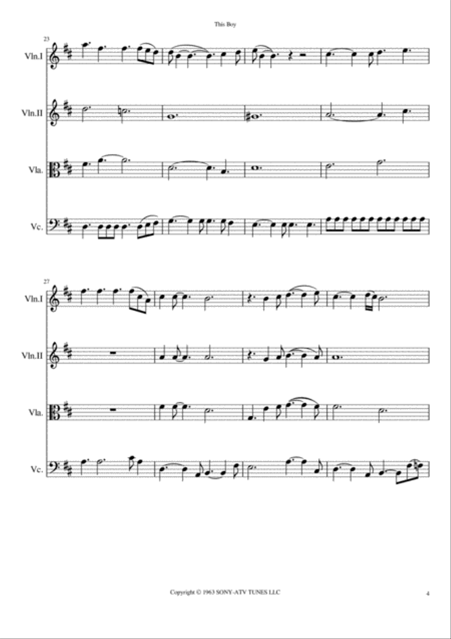 This Boy (ringo's Theme) String Quartet scores gallery preview page 5
