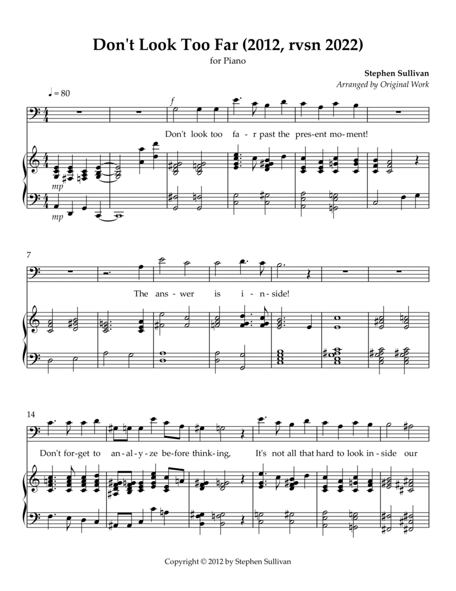 Don't Look too Far (2012) School and Community scores gallery preview page 1