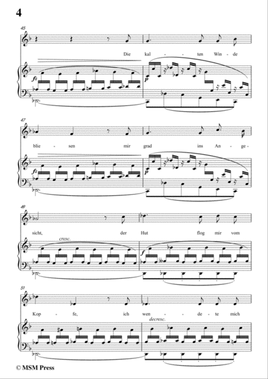 Schubert-Der Lindenbaum,Op.89,No.5,in F Major,for Voice and Piano Voice Solo scores gallery preview page 6