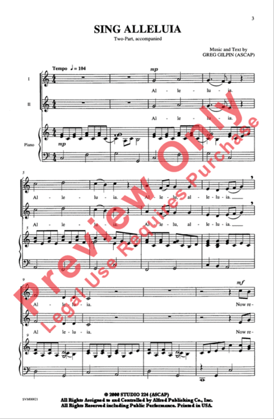 Sing Alleluia 2-Part scores gallery preview page 2