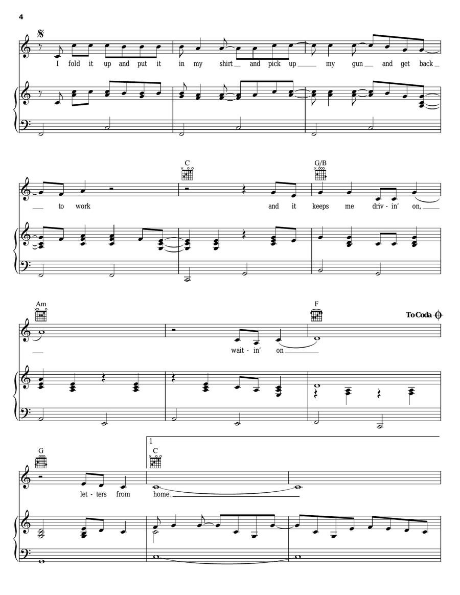 Letters From Home Piano, Vocal, Guitar scores gallery preview page 4
