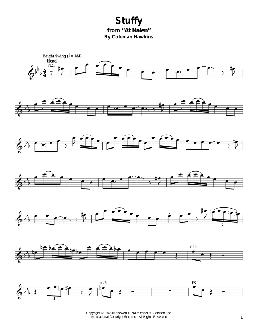 Stuffy Stuffy Tenor Saxophone scores gallery preview page 1