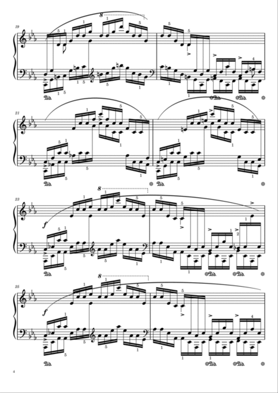 F. Chopin Etude Op.25 No.12 in C minor 'Ocean' (With Finger Number),Original Edition,For Piano Solo Piano Method scores gallery preview page 4