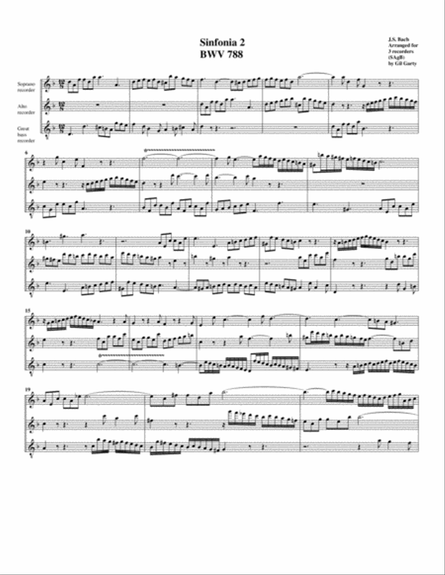 15 sinfonias (3-part inventions, BWV 787-801 (arrangement for 3 recorders) Recorder scores gallery preview page 4