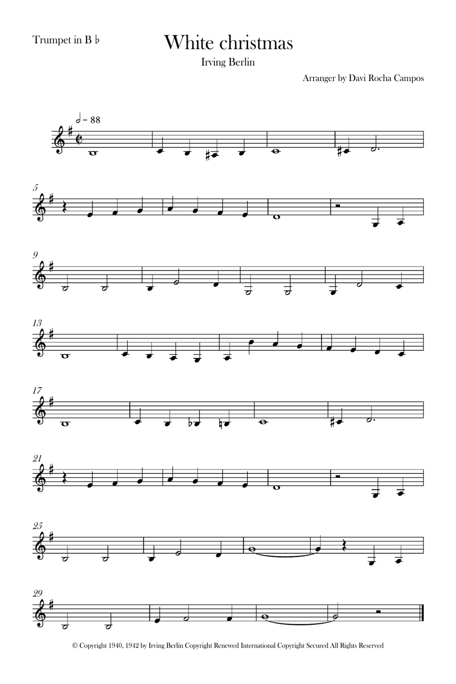 White Christmas B-Flat Trumpet scores gallery preview page 1