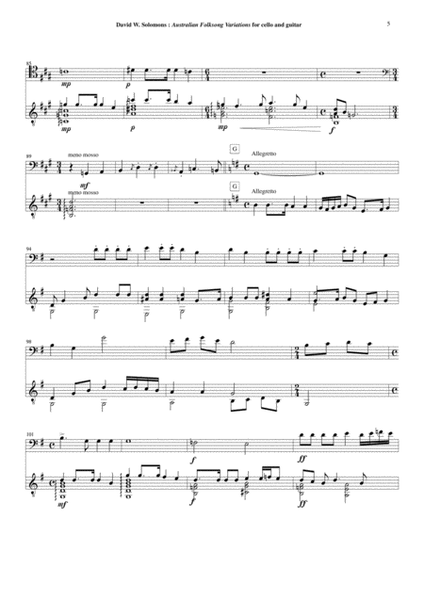 David Warin Solomons: Australian Folksong Variations for cello and guitar image number null