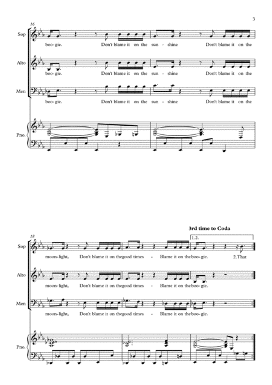 Blame It On The Boogie 3-Part scores gallery preview page 3