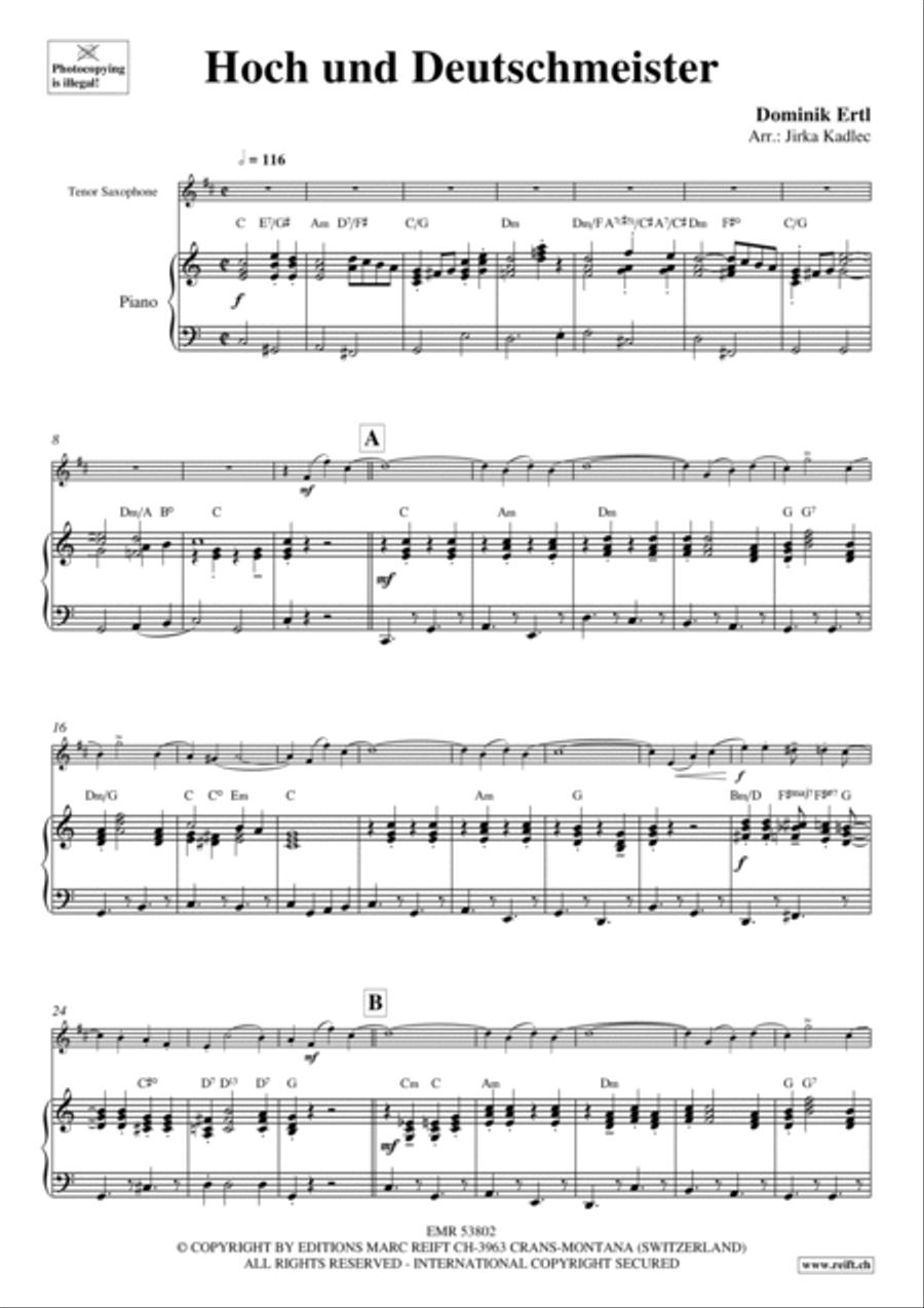 Hoch und Deutschmeister Tenor Saxophone scores gallery preview page 4