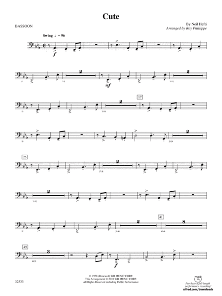Cute: Bassoon Cute: Bassoon Concert Band scores gallery preview page 1