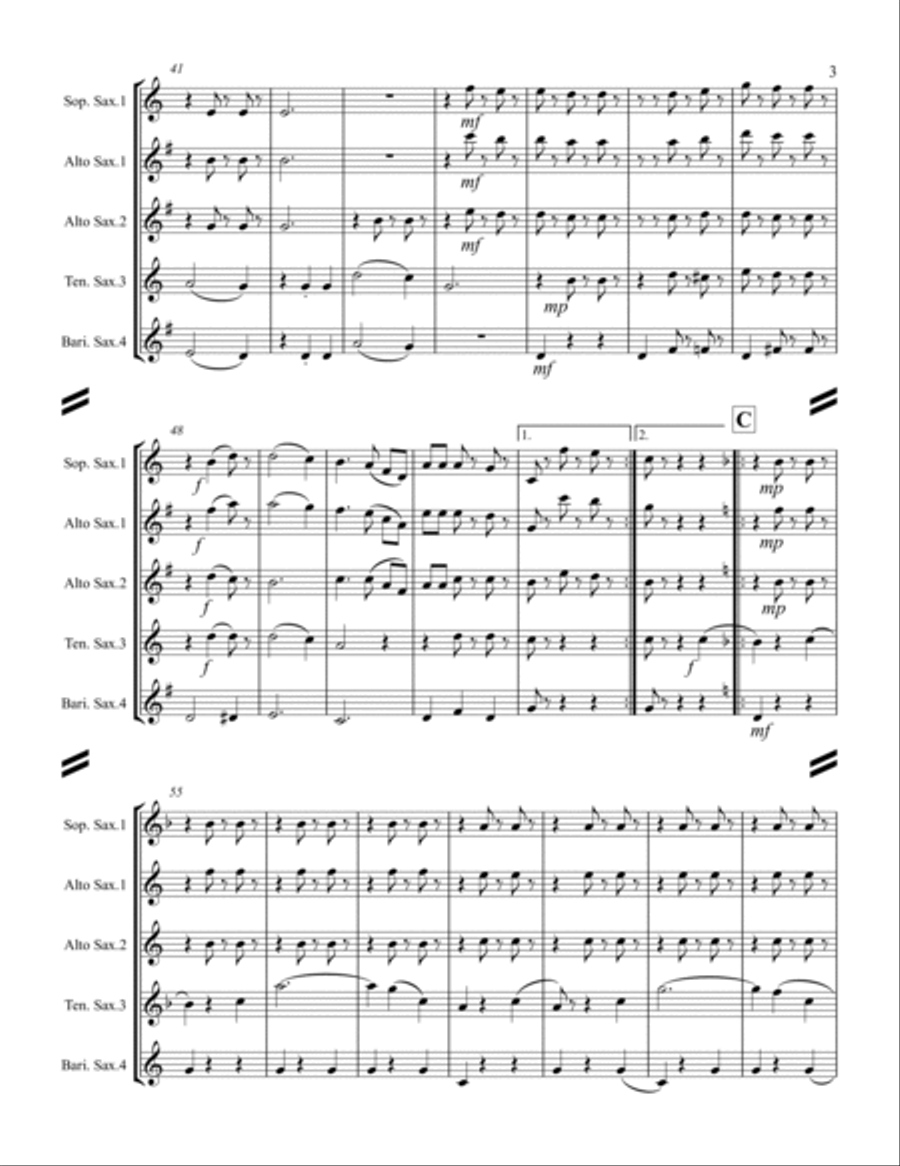 The Blue Danube (for Saxophone Quartet SATB or AATB) Saxophone Quartet scores gallery preview page 4