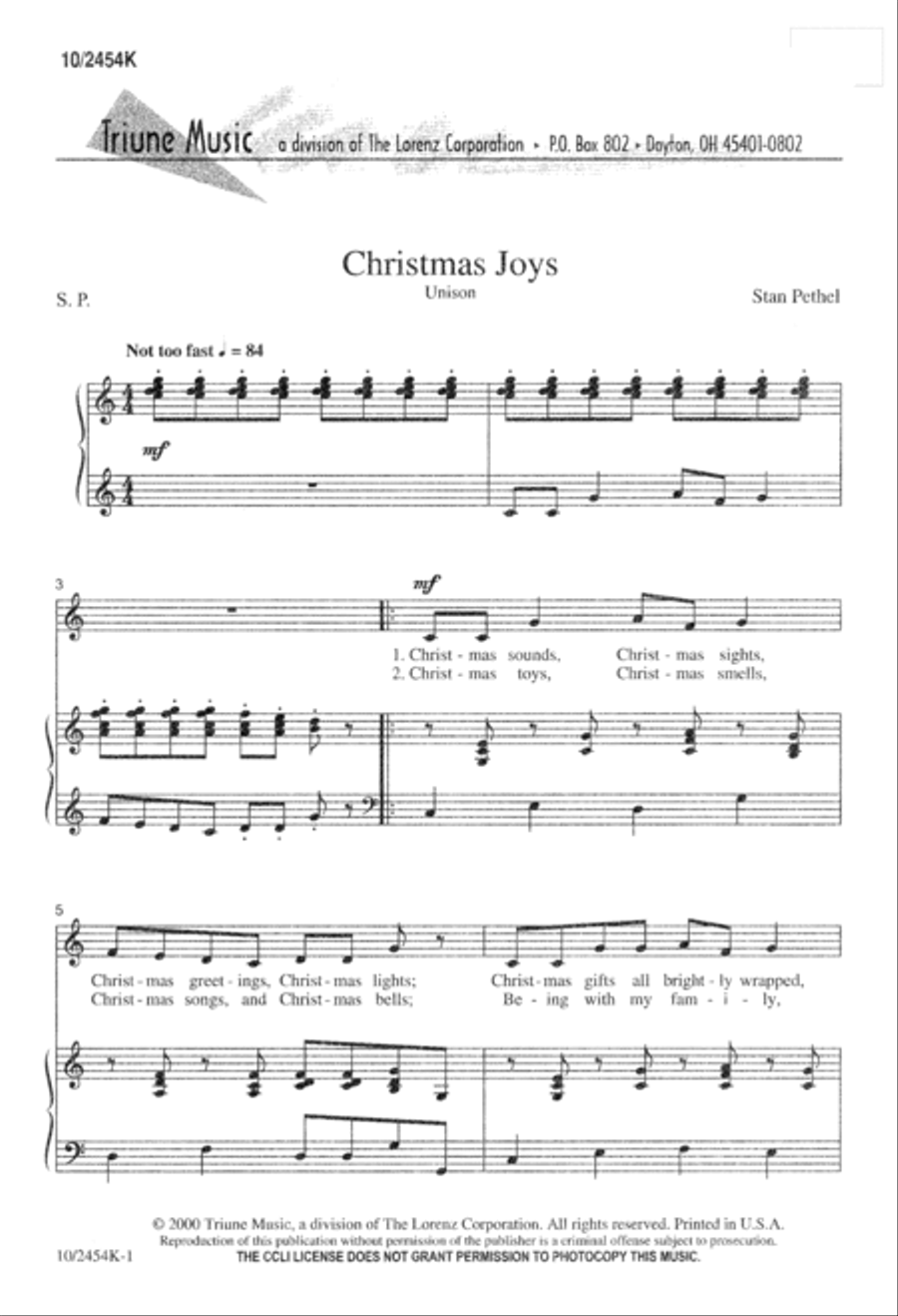 Christmas Joys Unison Choir scores gallery preview page 1