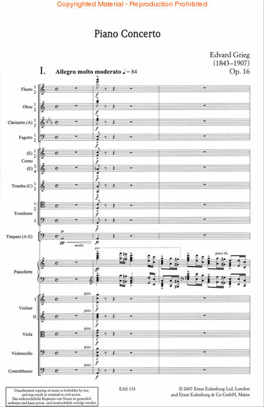 Piano Concerto in A Minor Op. 16 Orchestra scores gallery preview page 2