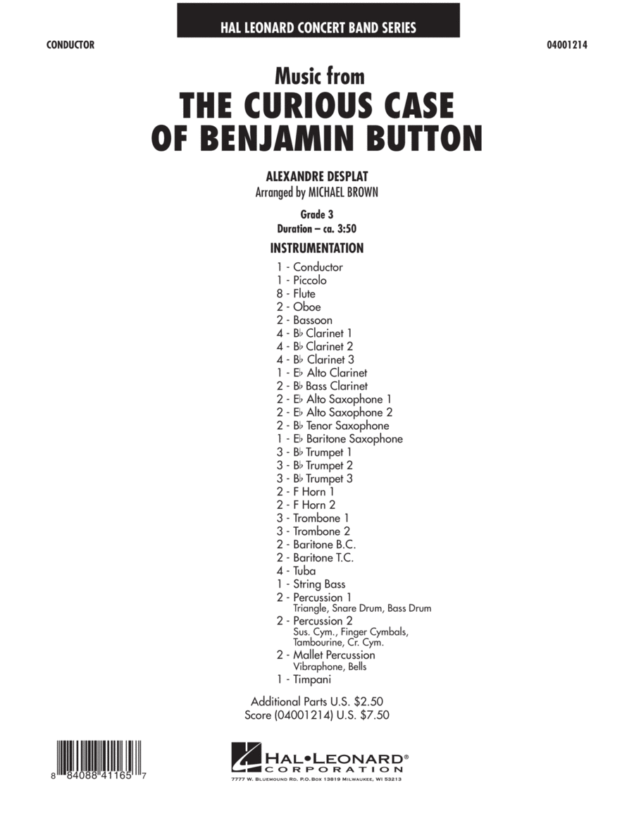 Music from The Curious Case of Benjamin Button - Full Score Score scores gallery preview page 1