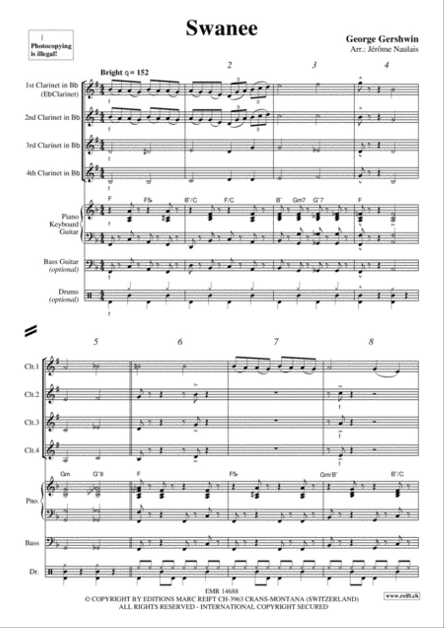 Swanee Swanee Clarinet scores gallery preview page 3